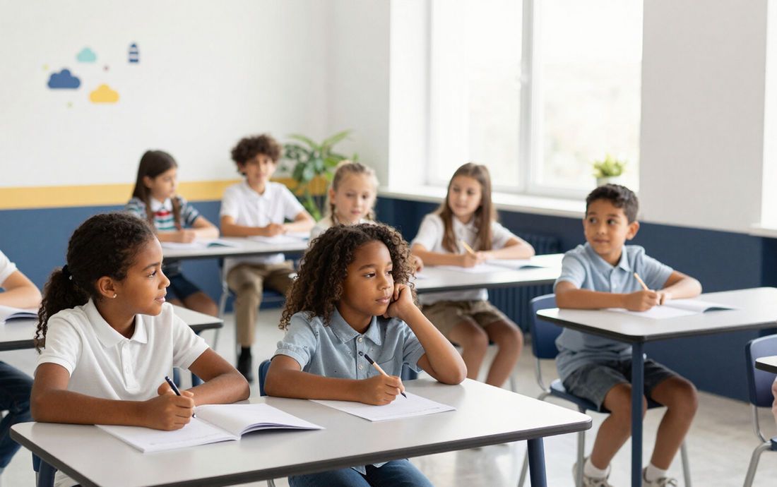 Students engaged in a bright Dundas Legacy Academy classroom